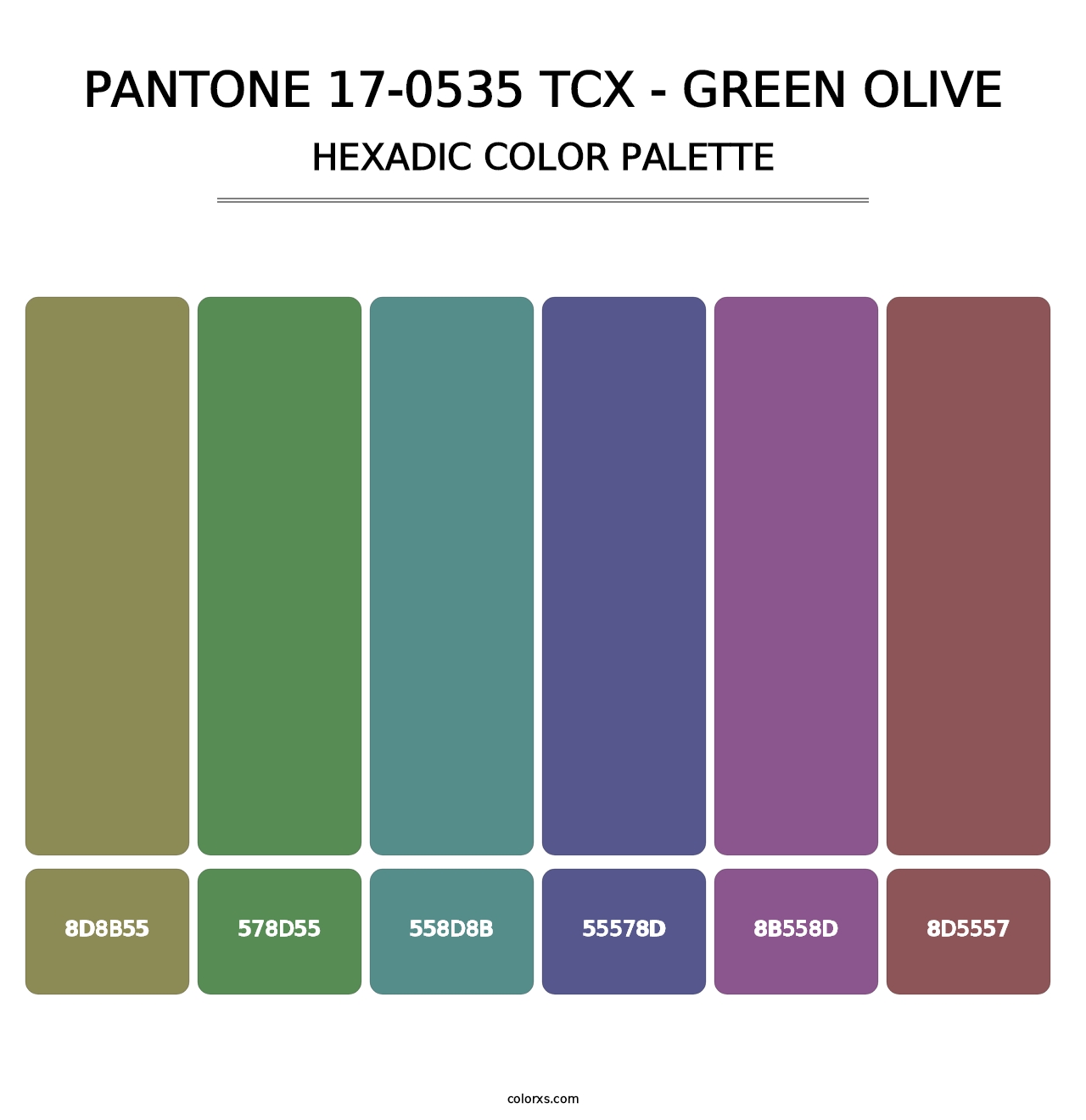 PANTONE 17-0535 TCX - Green Olive - Hexadic Color Palette