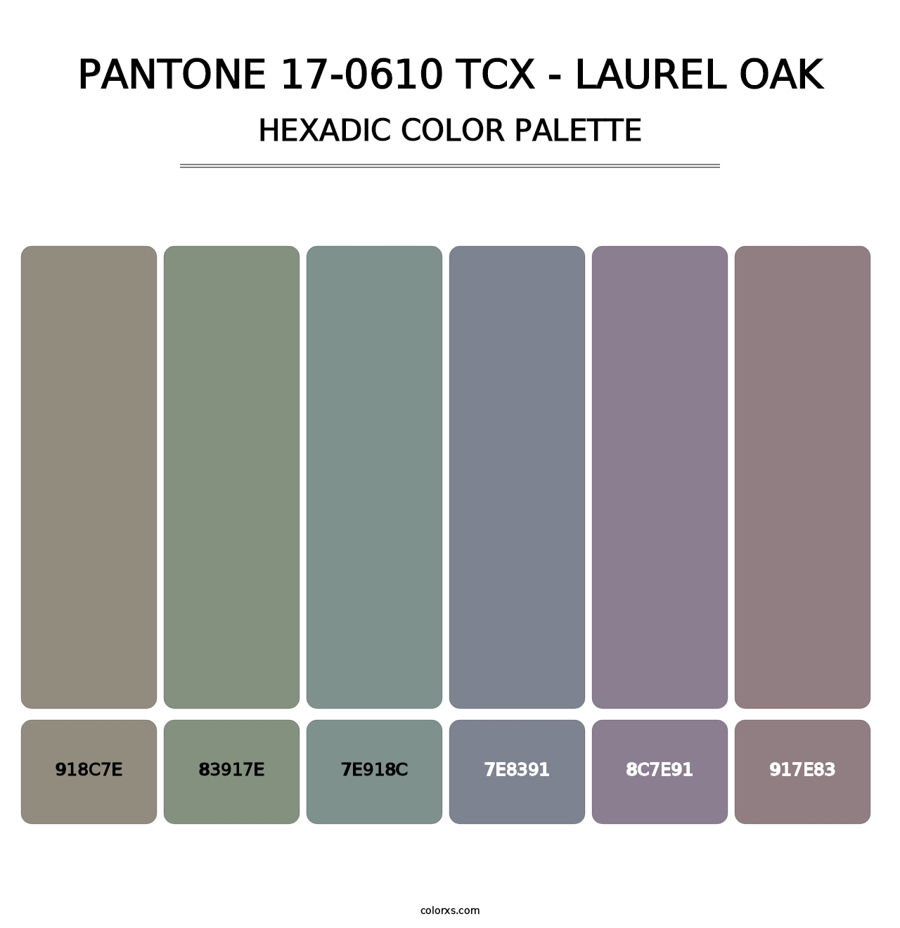 PANTONE 17-0610 TCX - Laurel Oak - Hexadic Color Palette