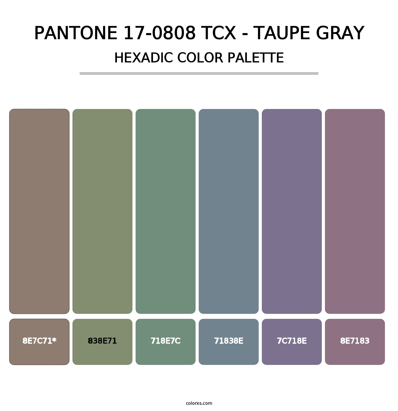 PANTONE 17-0808 TCX - Taupe Gray - Hexadic Color Palette