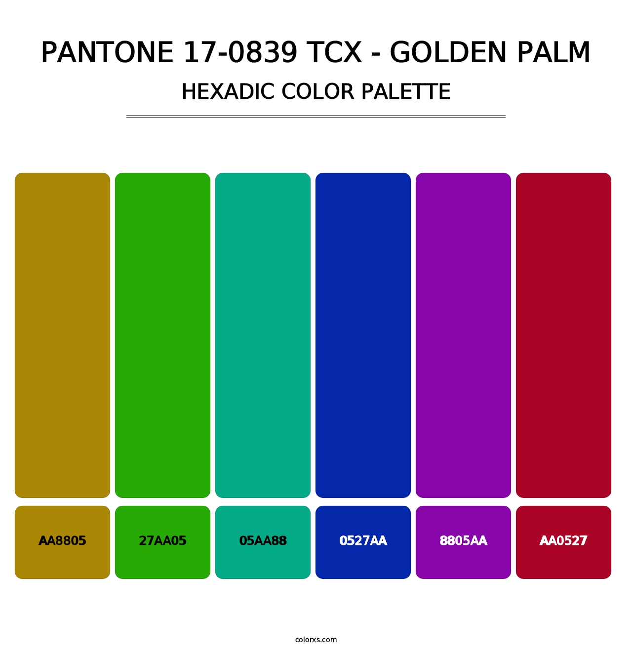 PANTONE 17-0839 TCX - Golden Palm - Hexadic Color Palette
