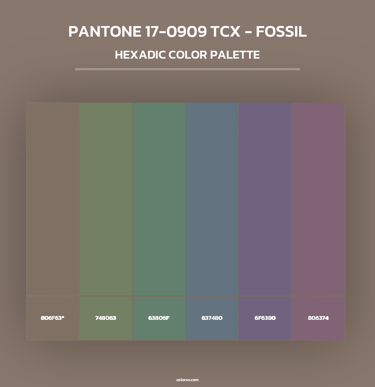 PANTONE 17-0909 TCX - Fossil - Hexadic Color Palette