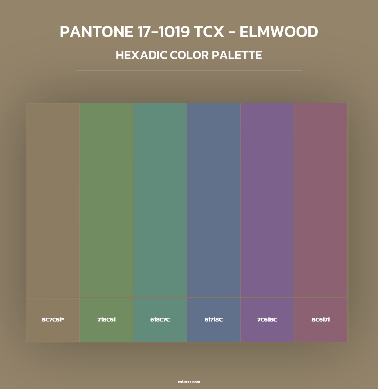 PANTONE 17-1019 TCX - Elmwood - Hexadic Color Palette