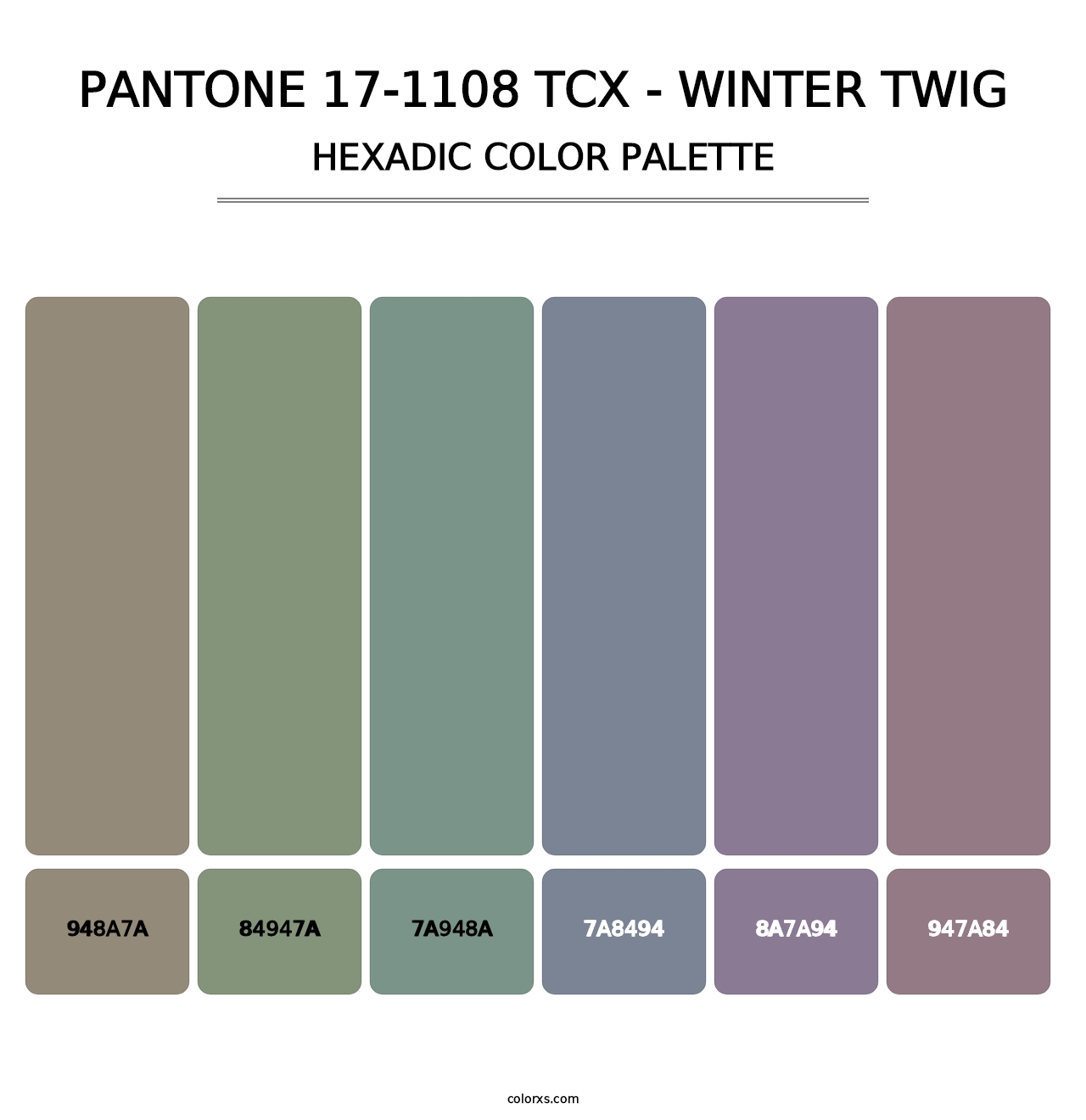 PANTONE 17-1108 TCX - Winter Twig - Hexadic Color Palette