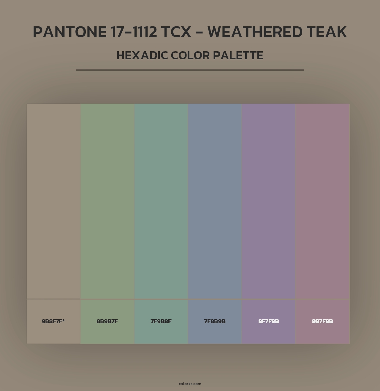 PANTONE 17-1112 TCX - Weathered Teak - Hexadic Color Palette