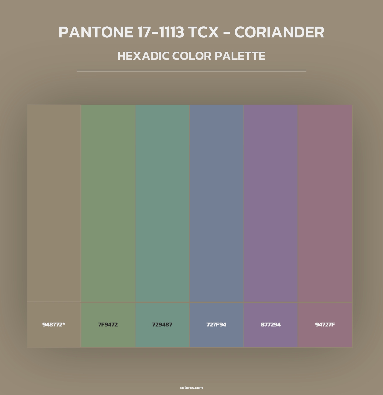 PANTONE 17-1113 TCX - Coriander - Hexadic Color Palette