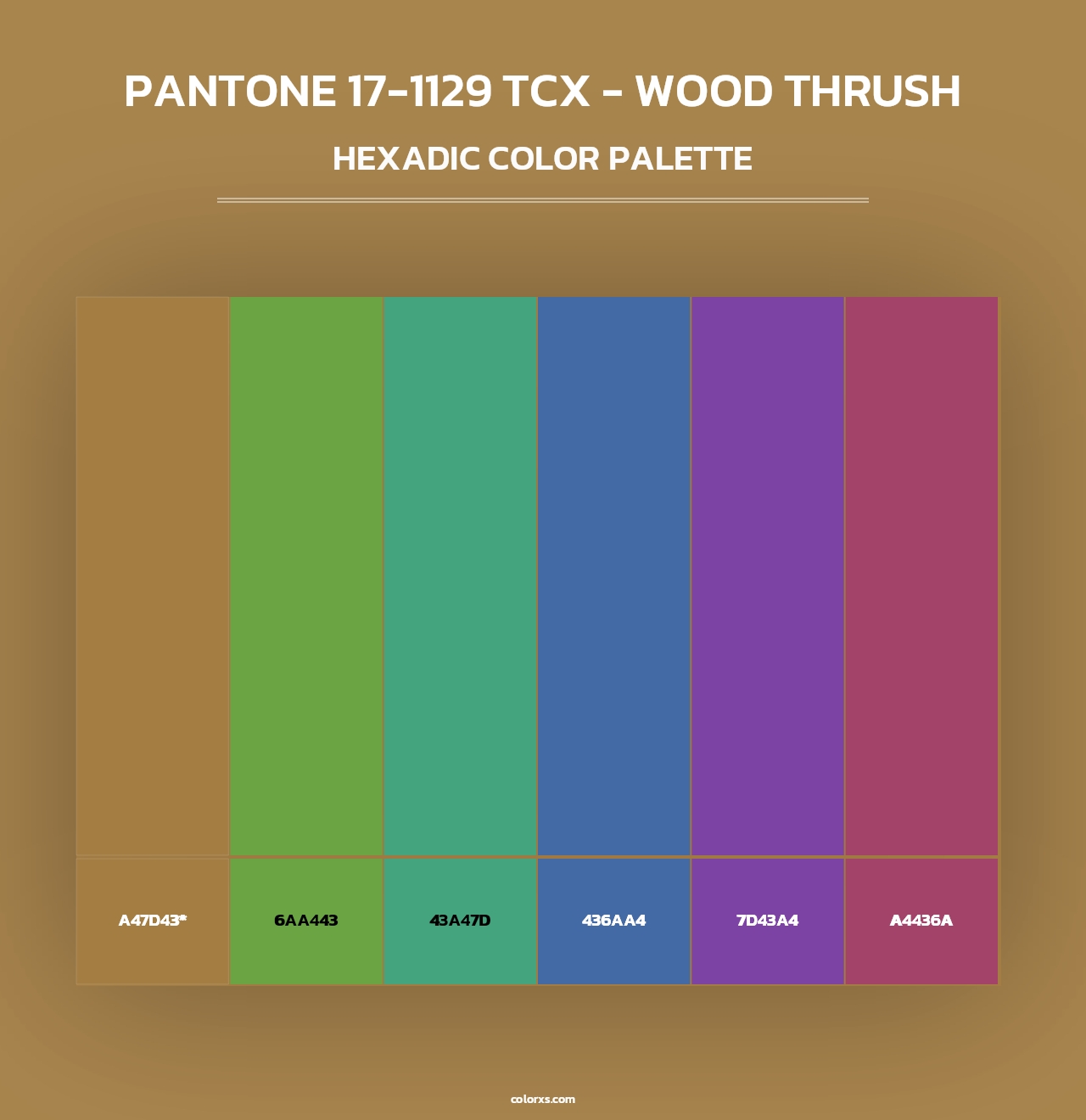 PANTONE 17-1129 TCX - Wood Thrush - Hexadic Color Palette