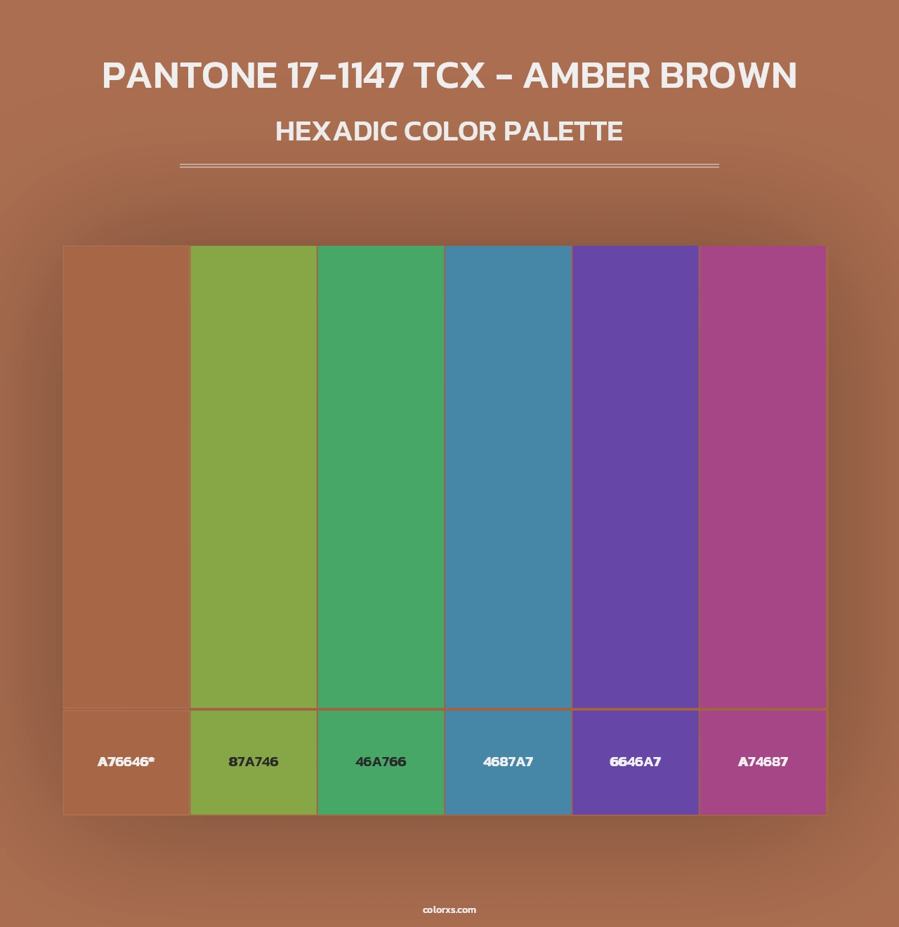 PANTONE 17-1147 TCX - Amber Brown - Hexadic Color Palette