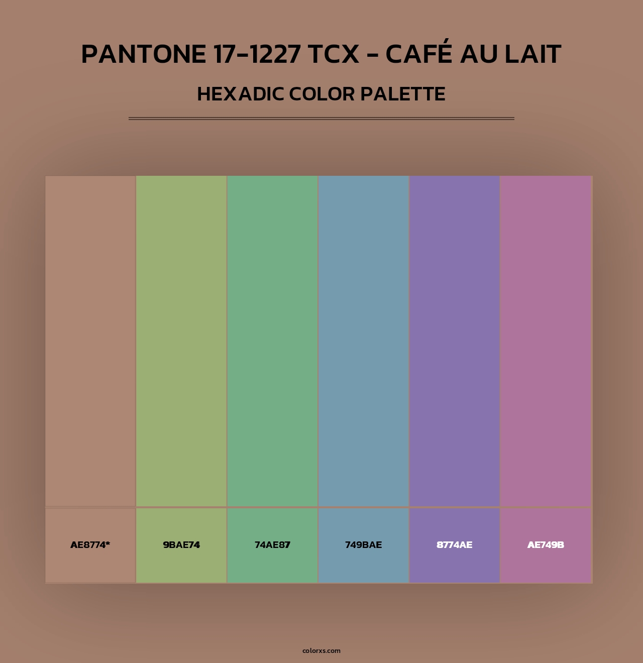 PANTONE 17-1227 TCX - Café au Lait - Hexadic Color Palette