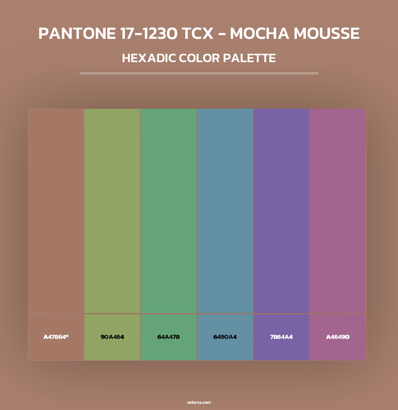 PANTONE 17-1230 TCX - Mocha Mousse - Hexadic Color Palette
