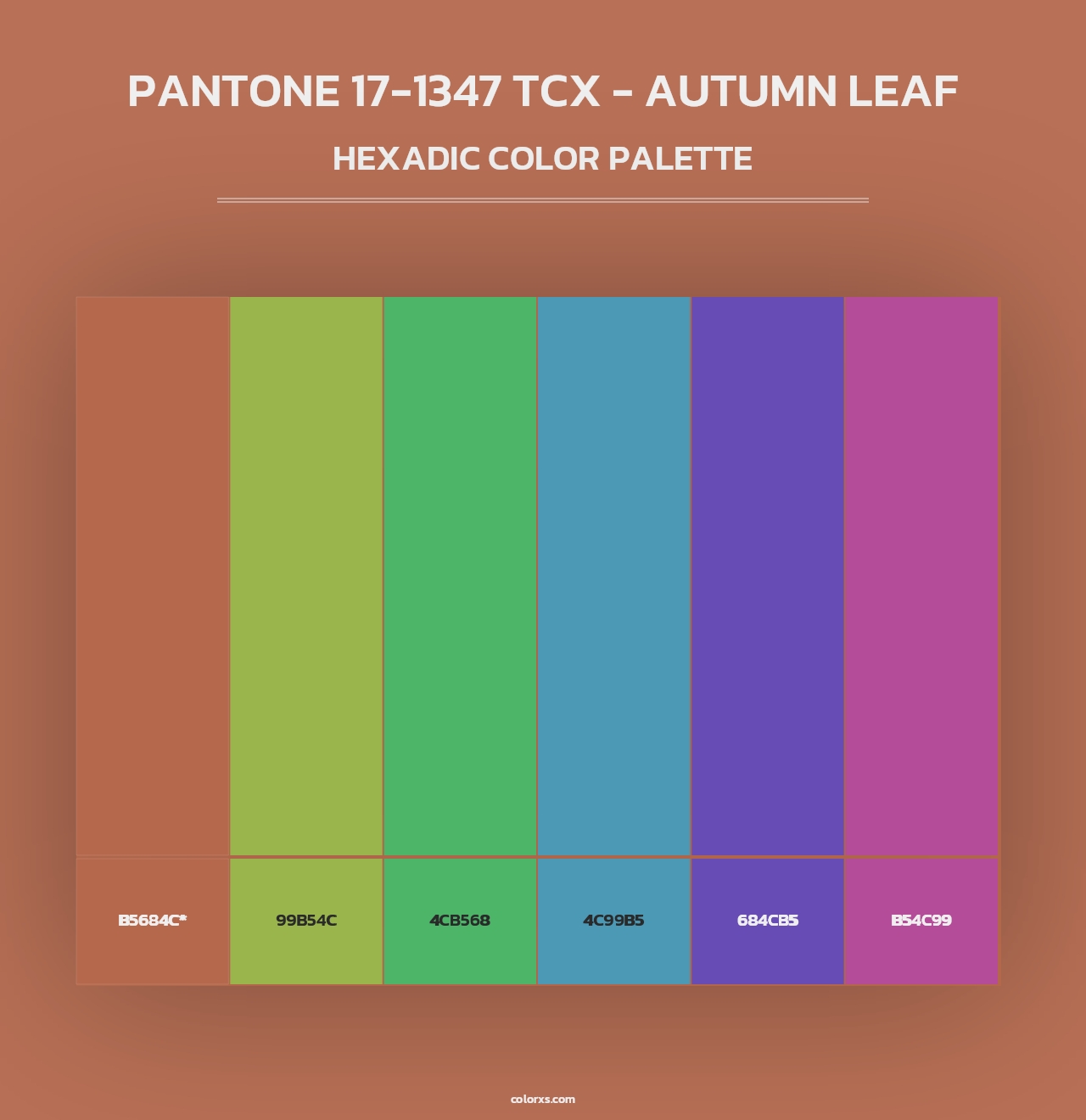 PANTONE 17-1347 TCX - Autumn Leaf - Hexadic Color Palette