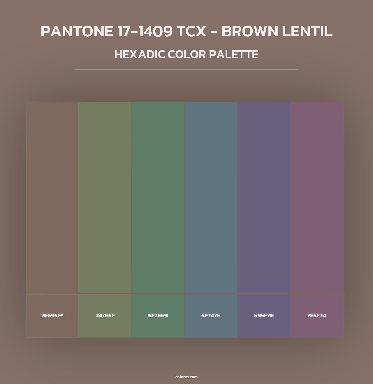 PANTONE 17-1409 TCX - Brown Lentil - Hexadic Color Palette