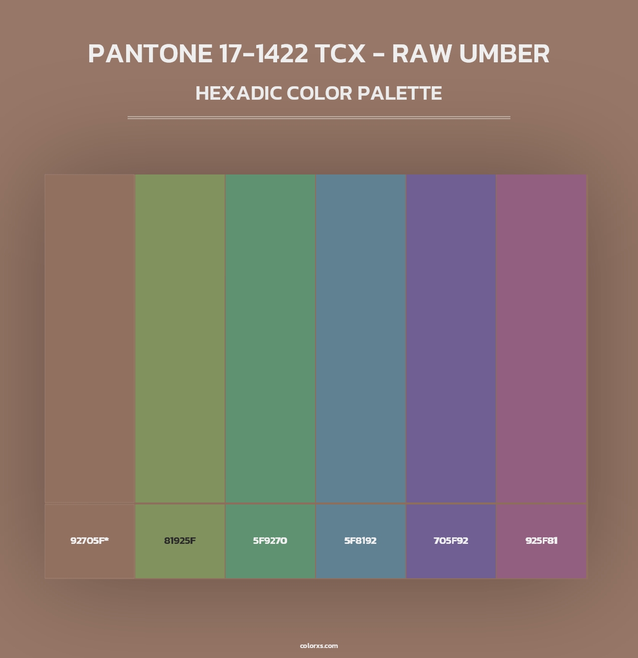 PANTONE 17-1422 TCX - Raw Umber - Hexadic Color Palette