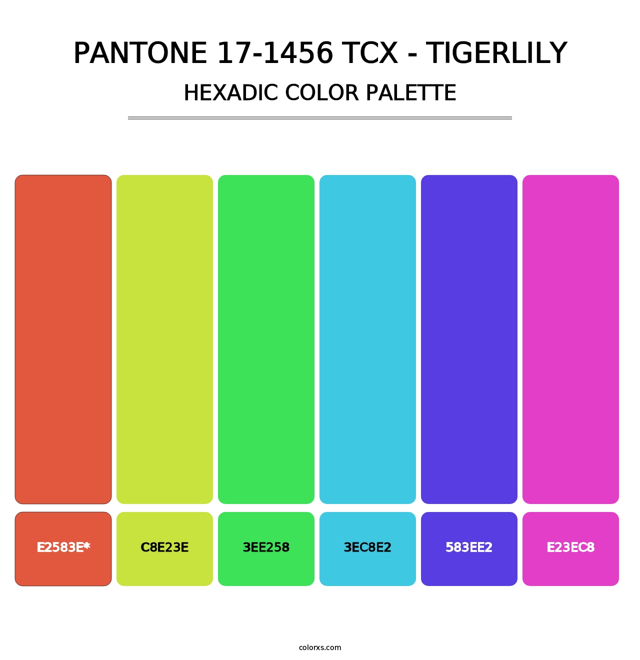 PANTONE 17-1456 TCX - Tigerlily - Hexadic Color Palette