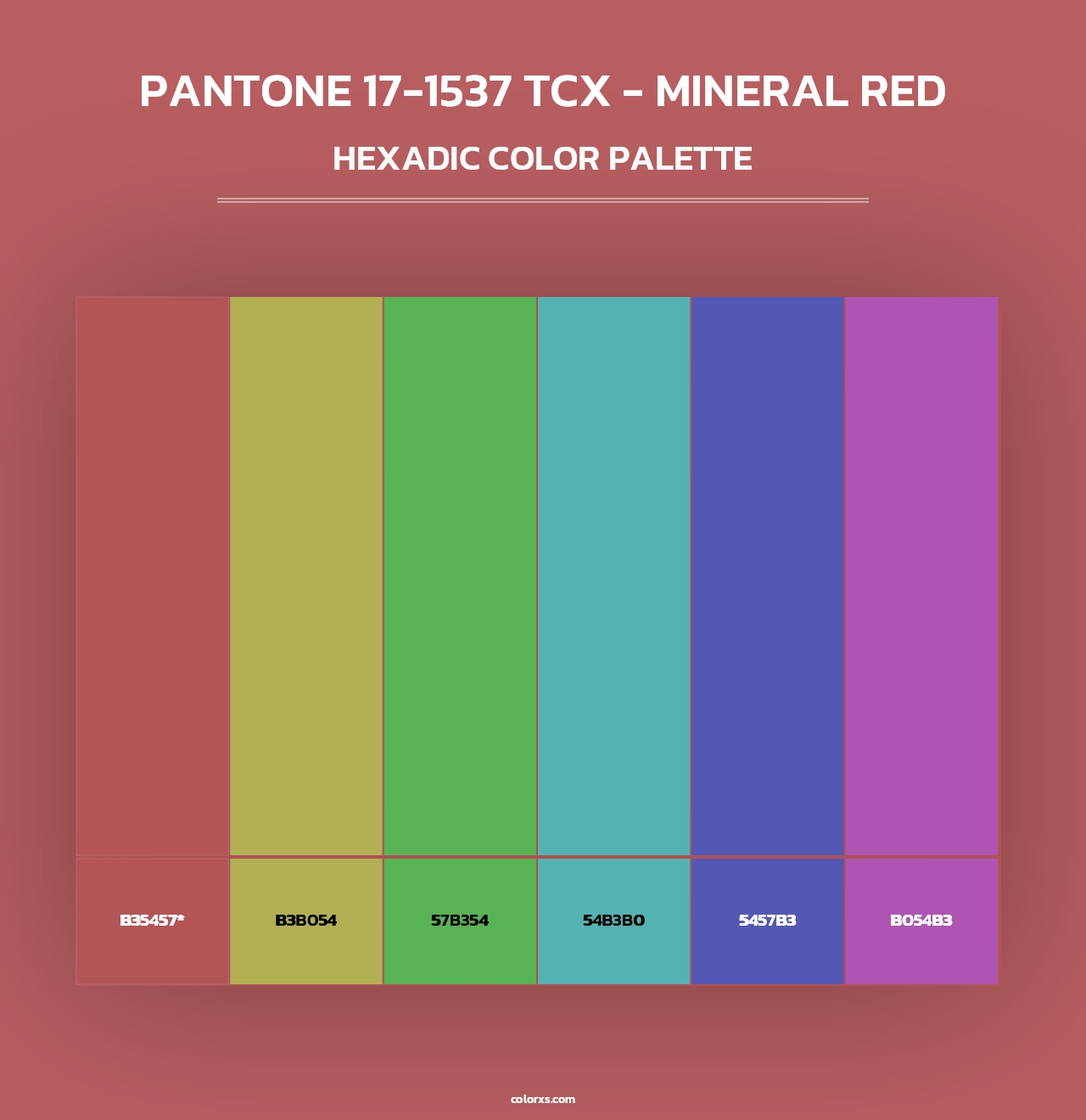 PANTONE 17-1537 TCX - Mineral Red - Hexadic Color Palette