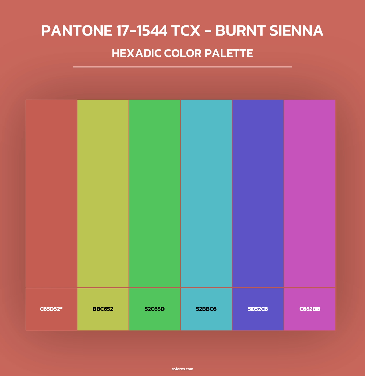 PANTONE 17-1544 TCX - Burnt Sienna - Hexadic Color Palette