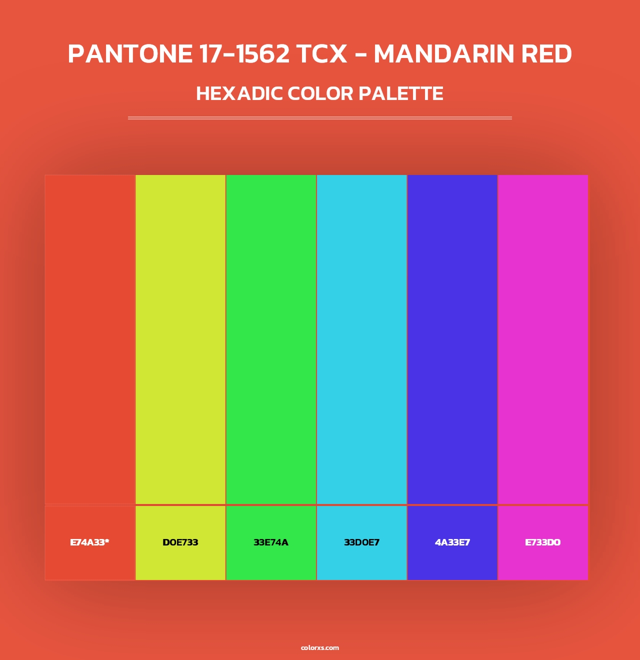 PANTONE 17-1562 TCX - Mandarin Red - Hexadic Color Palette