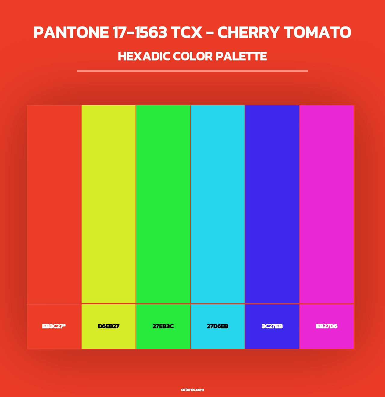 PANTONE 17-1563 TCX - Cherry Tomato - Hexadic Color Palette