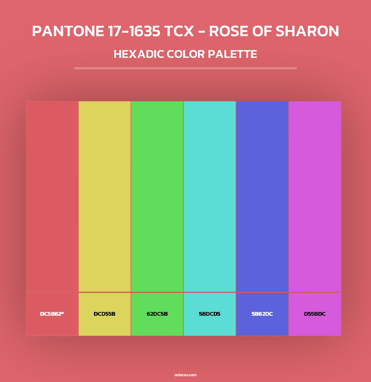 PANTONE 17-1635 TCX - Rose of Sharon - Hexadic Color Palette