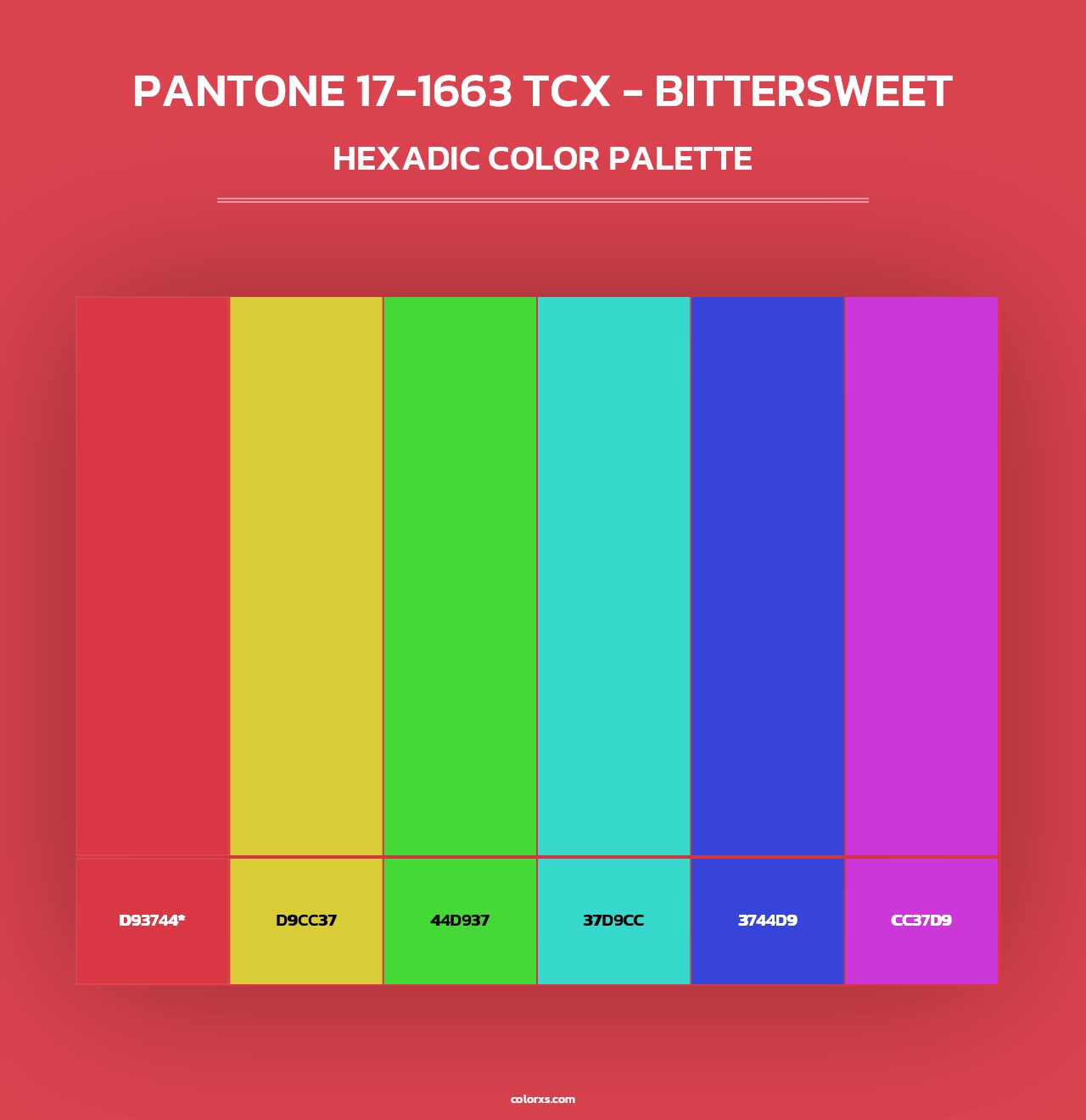 PANTONE 17-1663 TCX - Bittersweet - Hexadic Color Palette