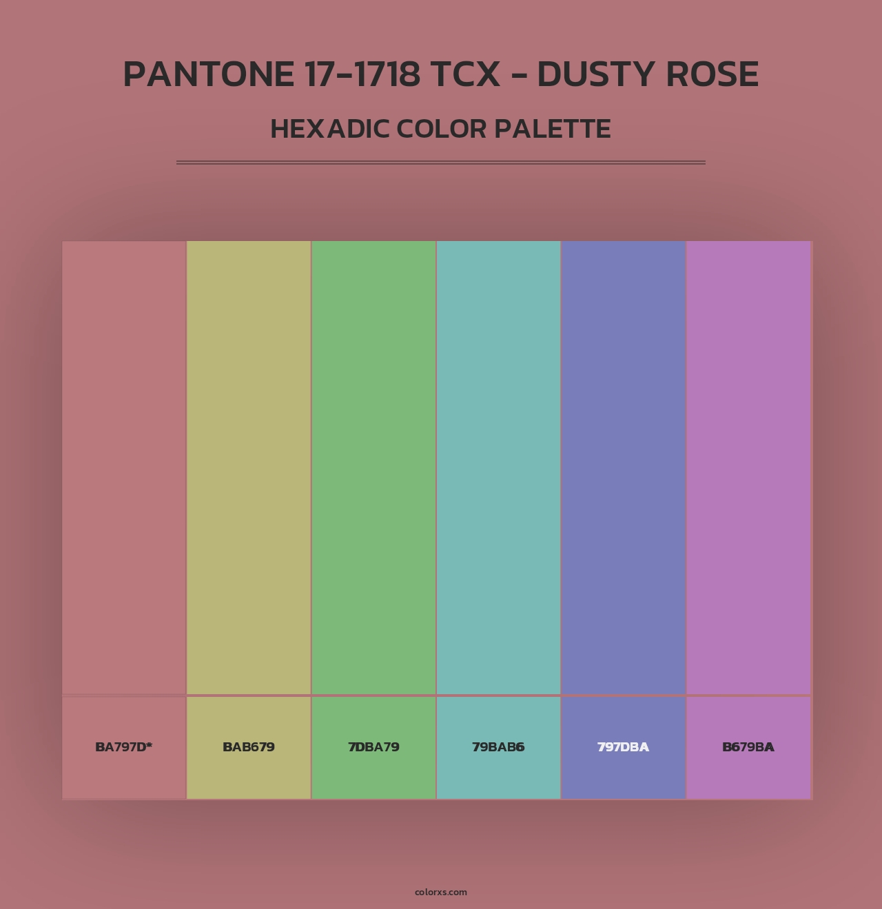 PANTONE 17-1718 TCX - Dusty Rose - Hexadic Color Palette