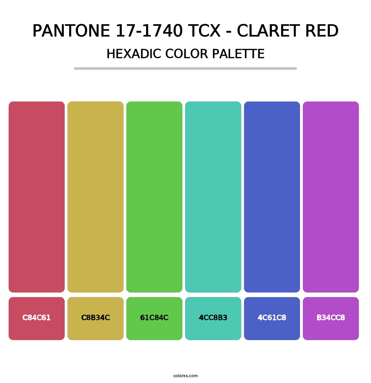 PANTONE 17-1740 TCX - Claret Red - Hexadic Color Palette