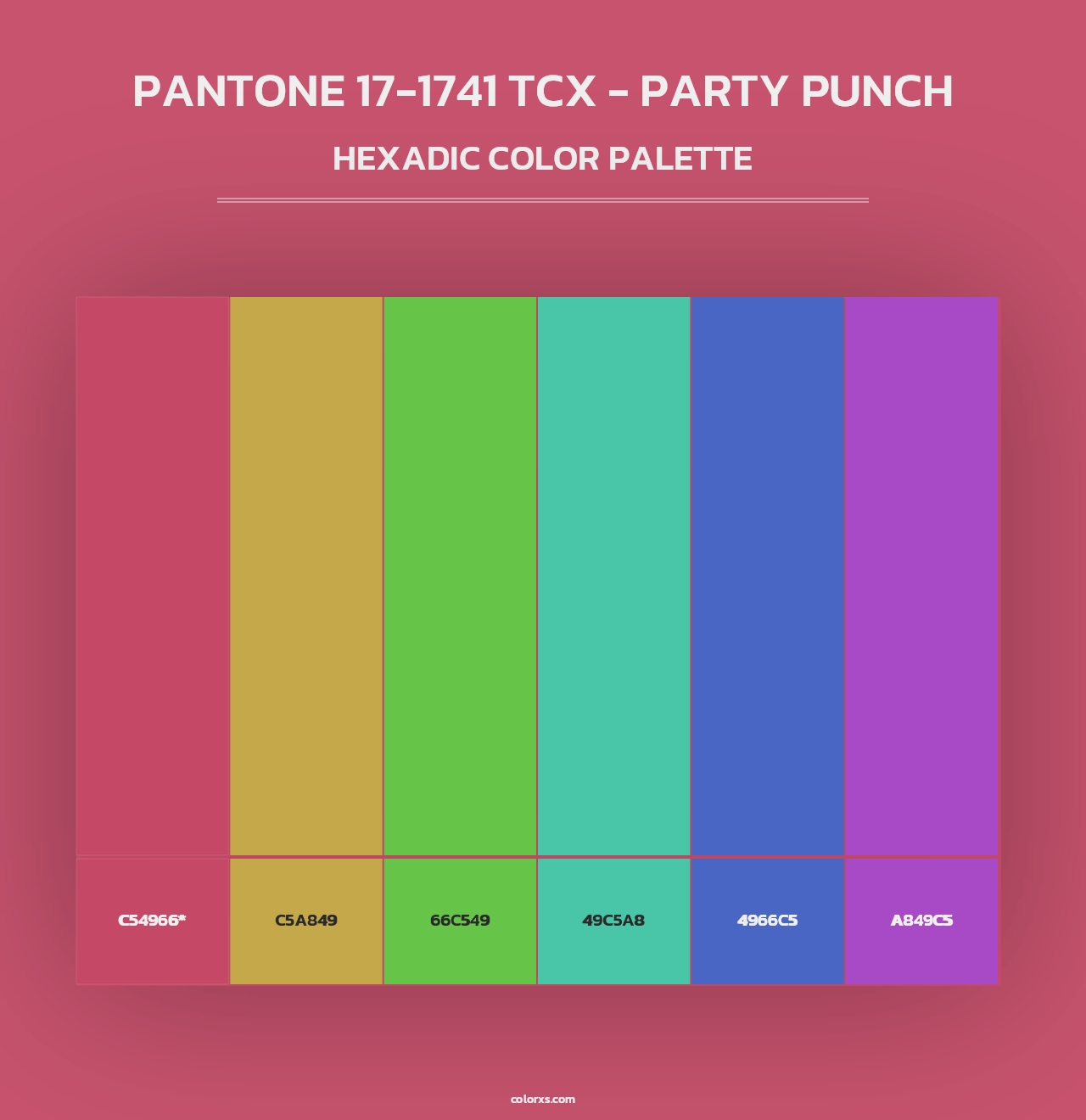 PANTONE 17-1741 TCX - Party Punch - Hexadic Color Palette