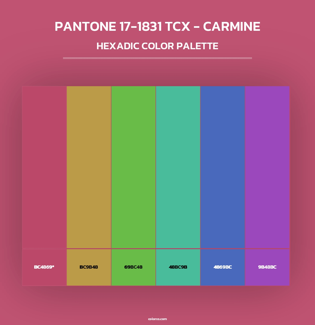 PANTONE 17-1831 TCX - Carmine - Hexadic Color Palette
