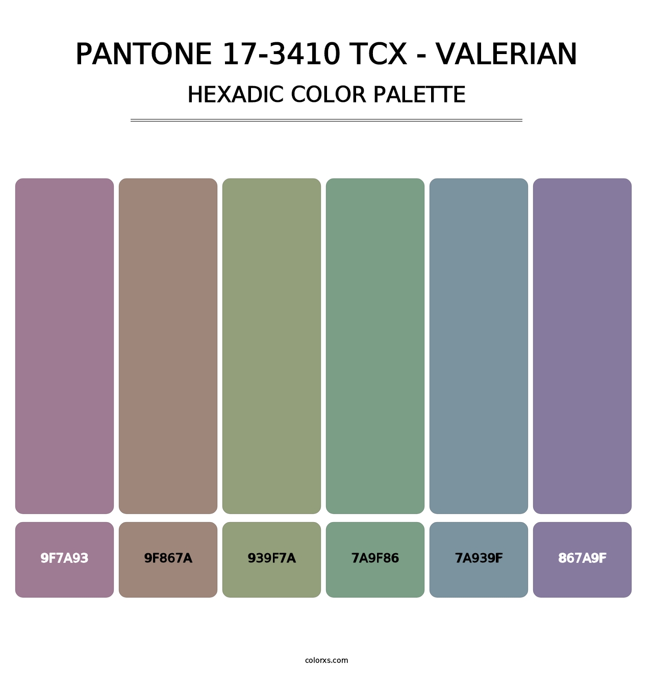 PANTONE 17-3410 TCX - Valerian - Hexadic Color Palette