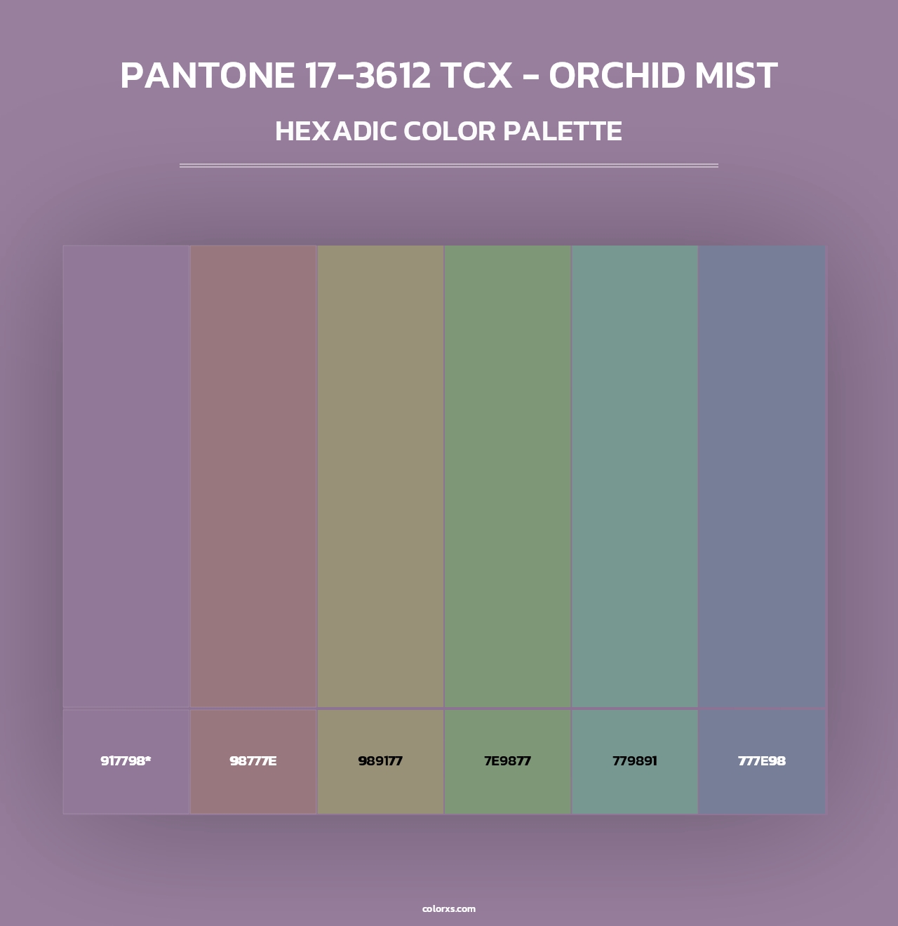 PANTONE 17-3612 TCX - Orchid Mist - Hexadic Color Palette