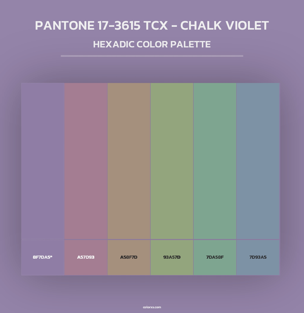 PANTONE 17-3615 TCX - Chalk Violet - Hexadic Color Palette