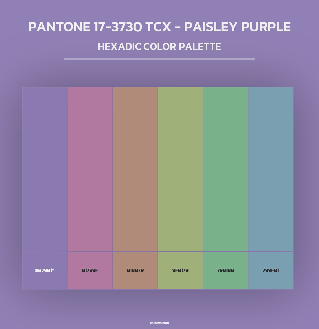 PANTONE 17-3730 TCX - Paisley Purple - Hexadic Color Palette
