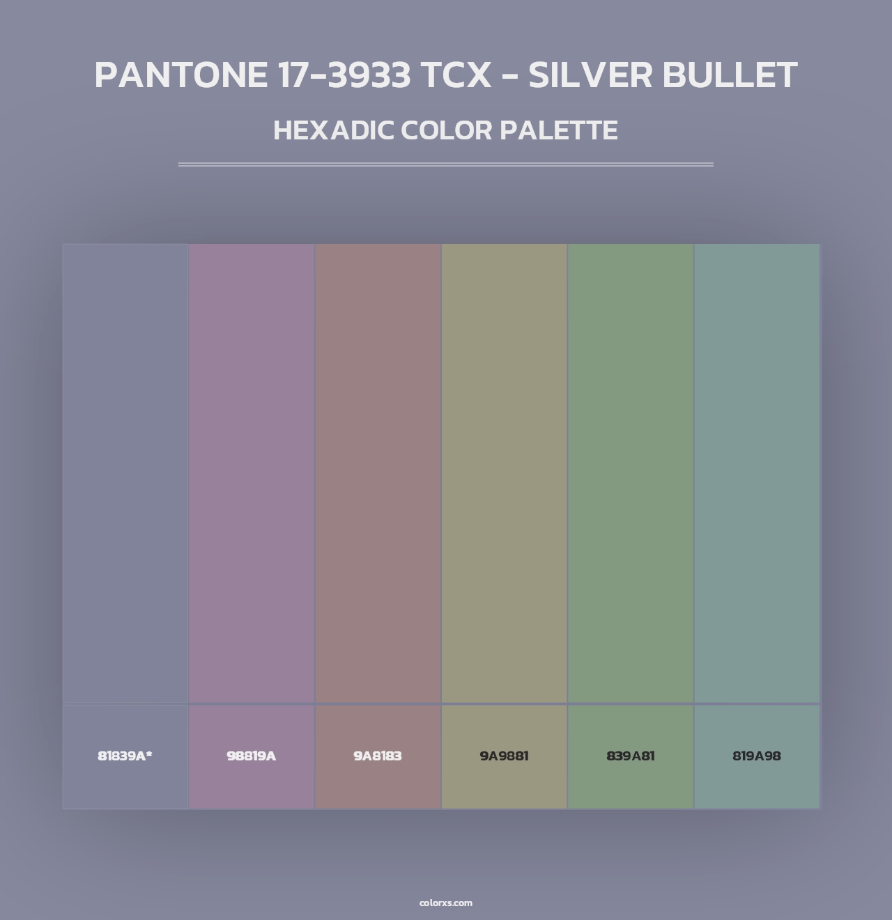 PANTONE 17-3933 TCX - Silver Bullet - Hexadic Color Palette