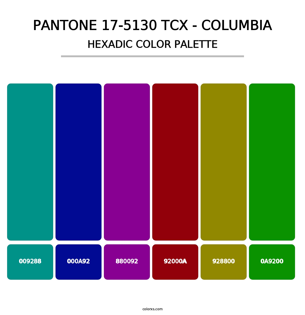 PANTONE 17-5130 TCX - Columbia - Hexadic Color Palette