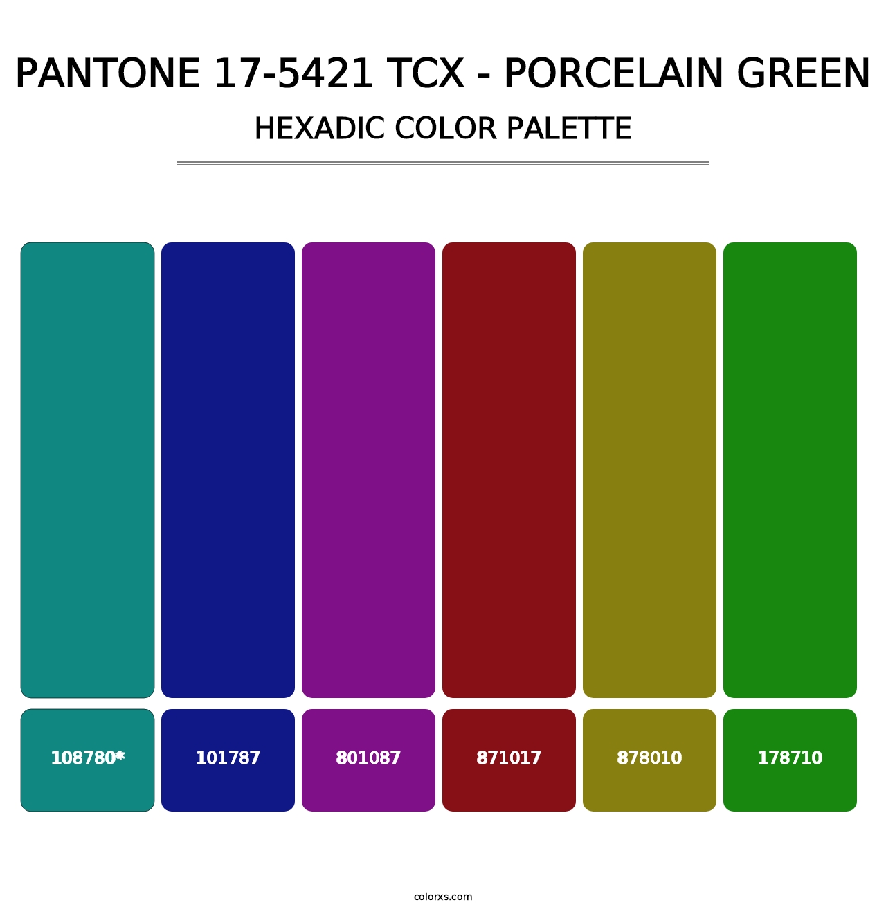 PANTONE 17-5421 TCX - Porcelain Green - Hexadic Color Palette