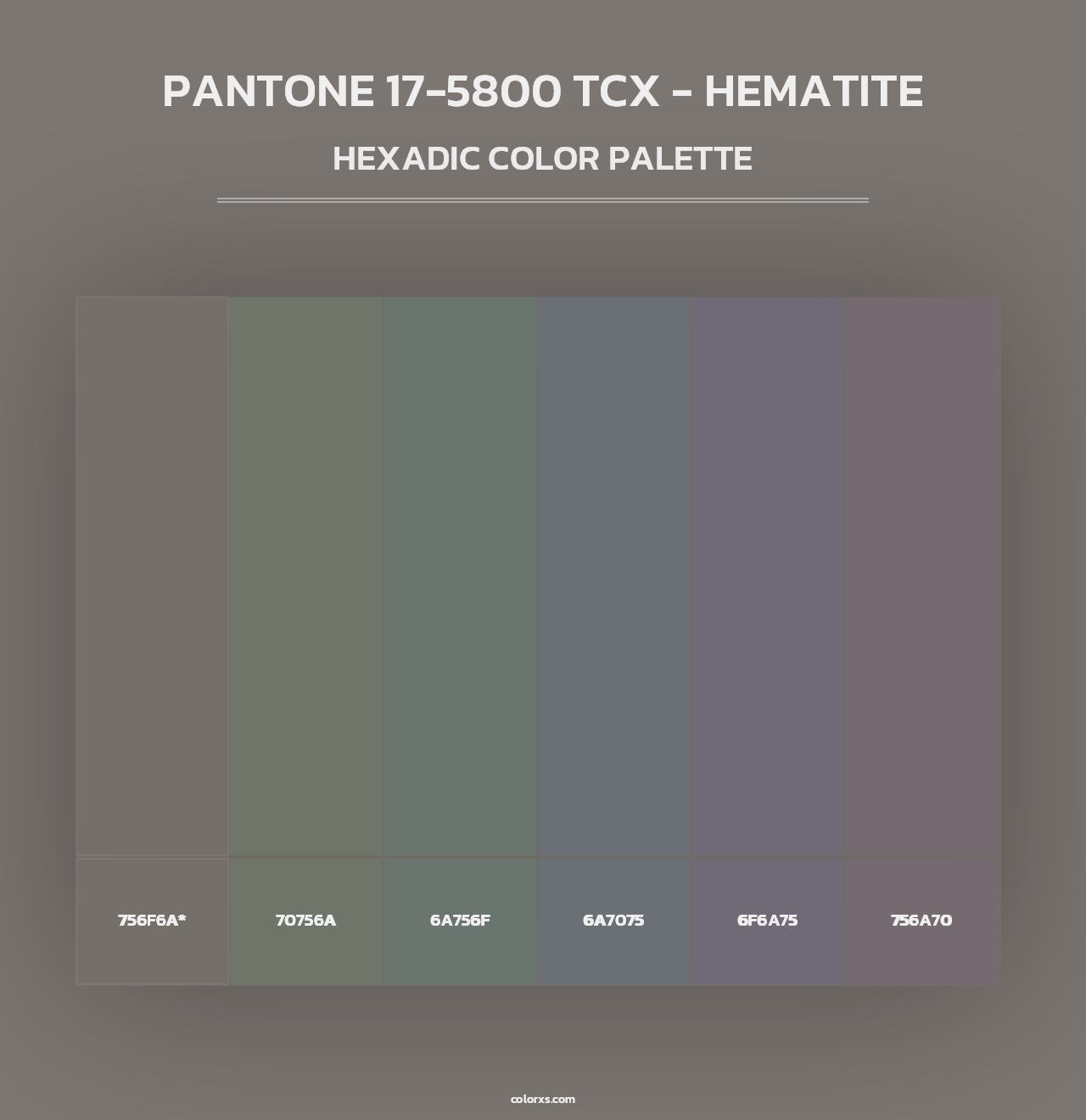 PANTONE 17-5800 TCX - Hematite - Hexadic Color Palette