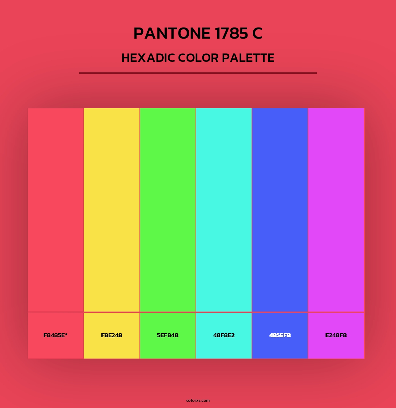 PANTONE 1785 C - Hexadic Color Palette