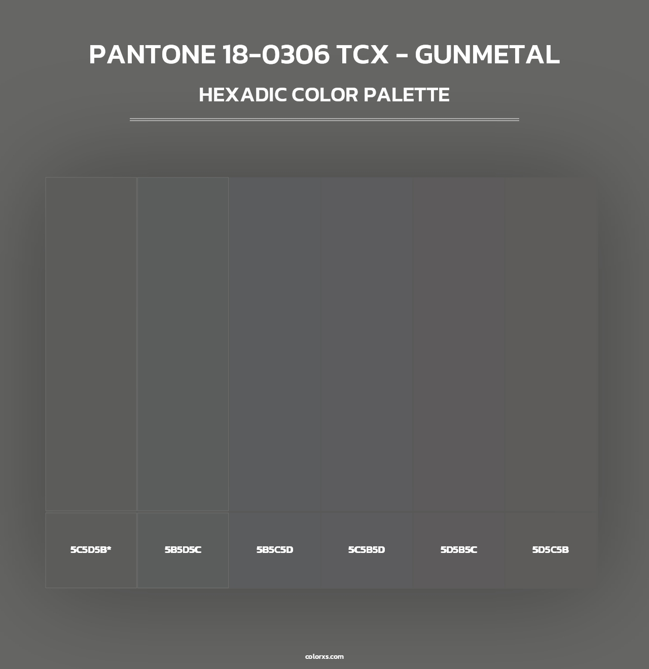 PANTONE 18-0306 TCX - Gunmetal - Hexadic Color Palette