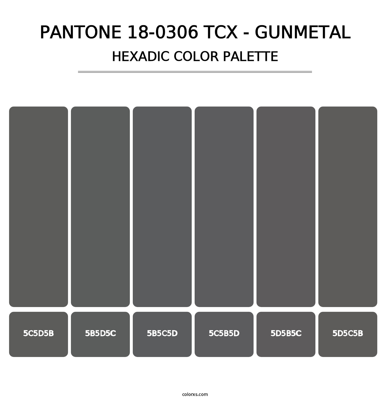 PANTONE 18-0306 TCX - Gunmetal - Hexadic Color Palette