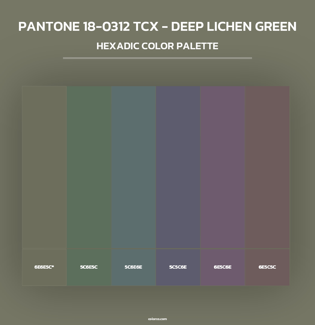 PANTONE 18-0312 TCX - Deep Lichen Green - Hexadic Color Palette
