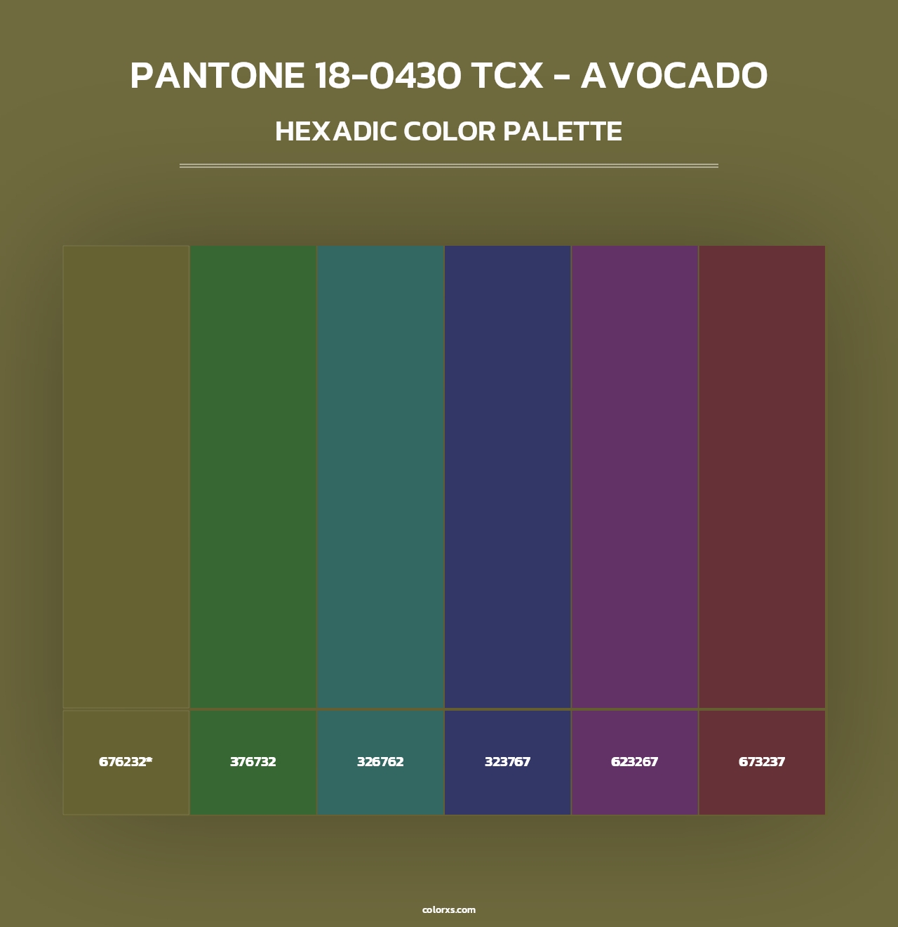 PANTONE 18-0430 TCX - Avocado - Hexadic Color Palette