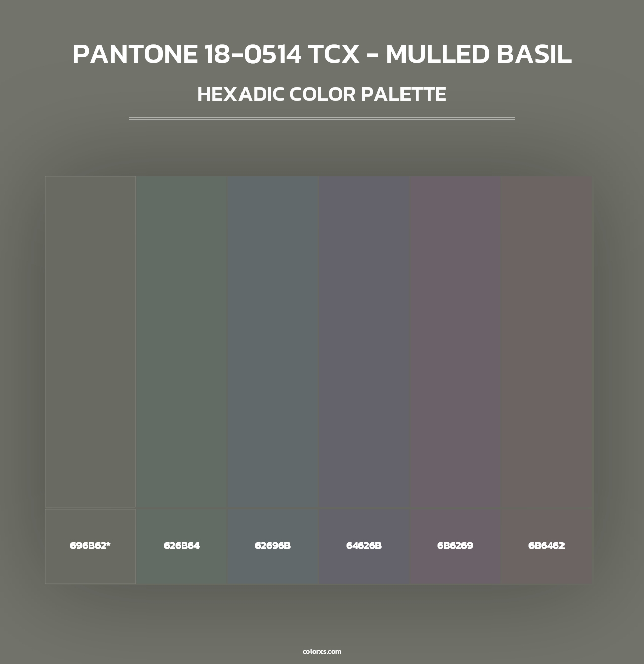 PANTONE 18-0514 TCX - Mulled Basil - Hexadic Color Palette