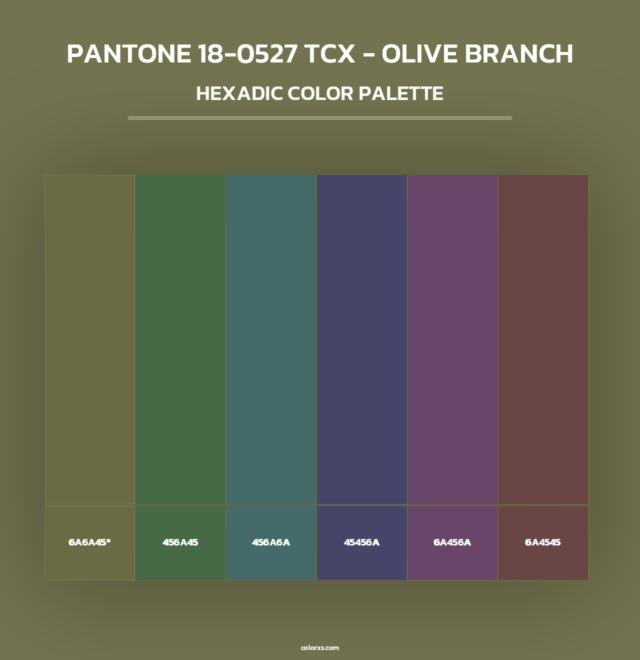 PANTONE 18-0527 TCX - Olive Branch - Hexadic Color Palette