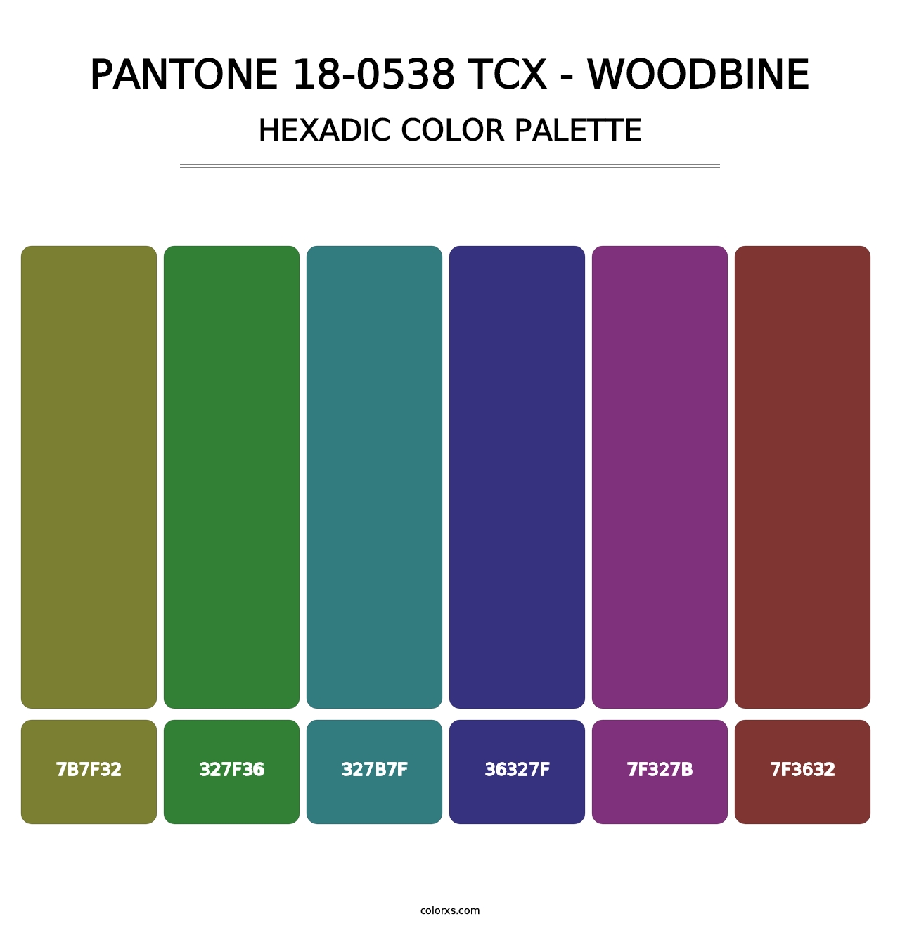 PANTONE 18-0538 TCX - Woodbine - Hexadic Color Palette