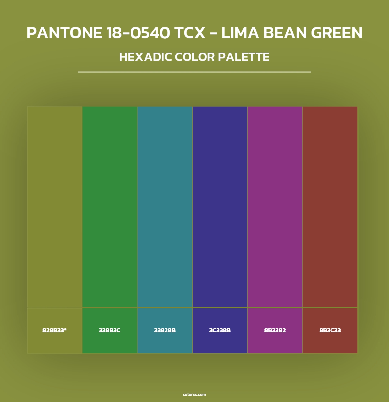 PANTONE 18-0540 TCX - Lima Bean Green - Hexadic Color Palette