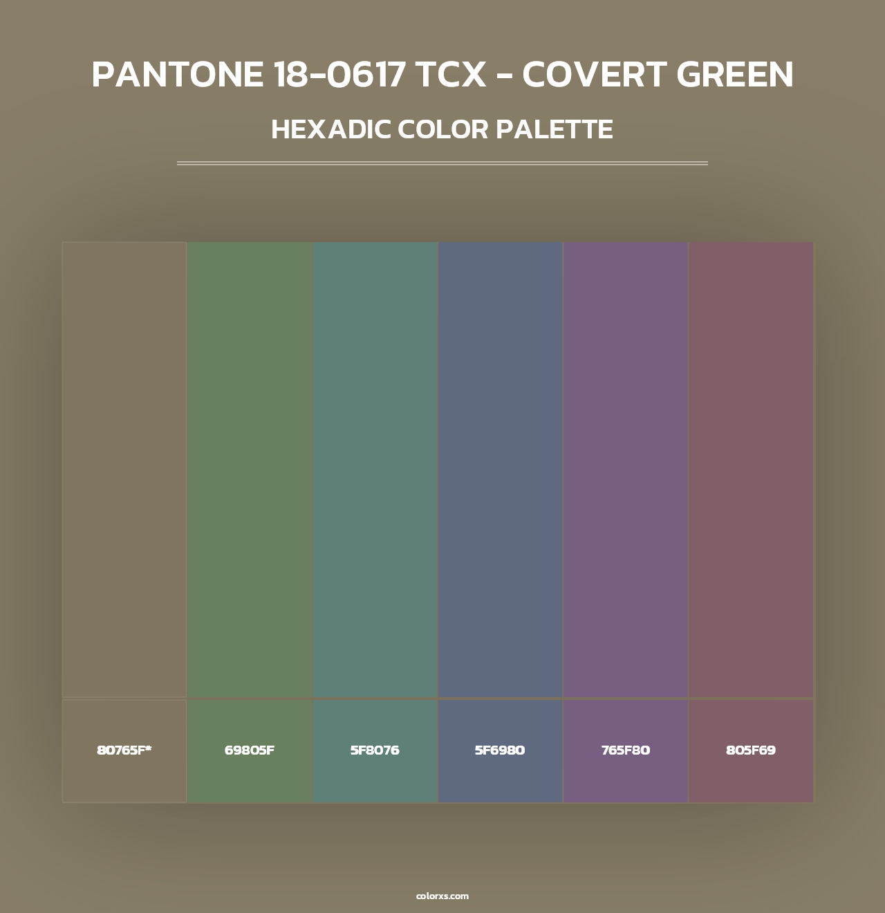 PANTONE 18-0617 TCX - Covert Green - Hexadic Color Palette