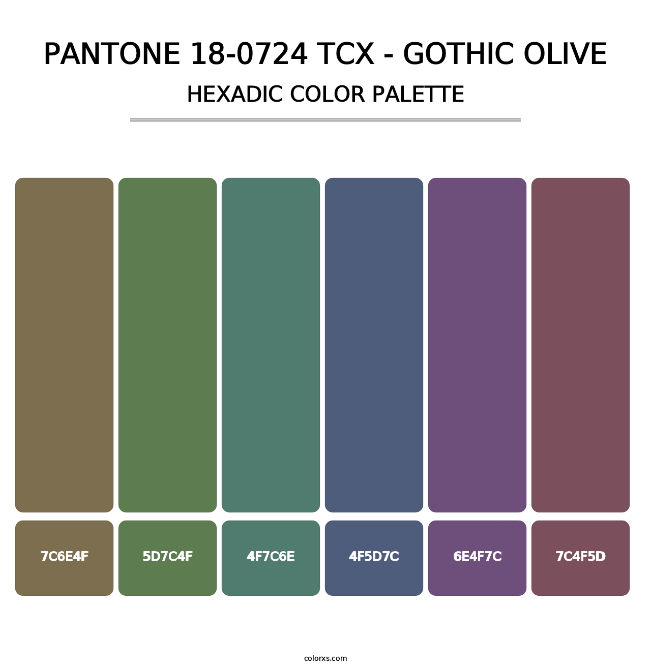 PANTONE 18-0724 TCX - Gothic Olive - Hexadic Color Palette