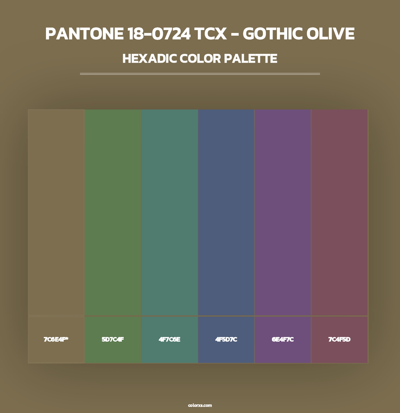 PANTONE 18-0724 TCX - Gothic Olive - Hexadic Color Palette