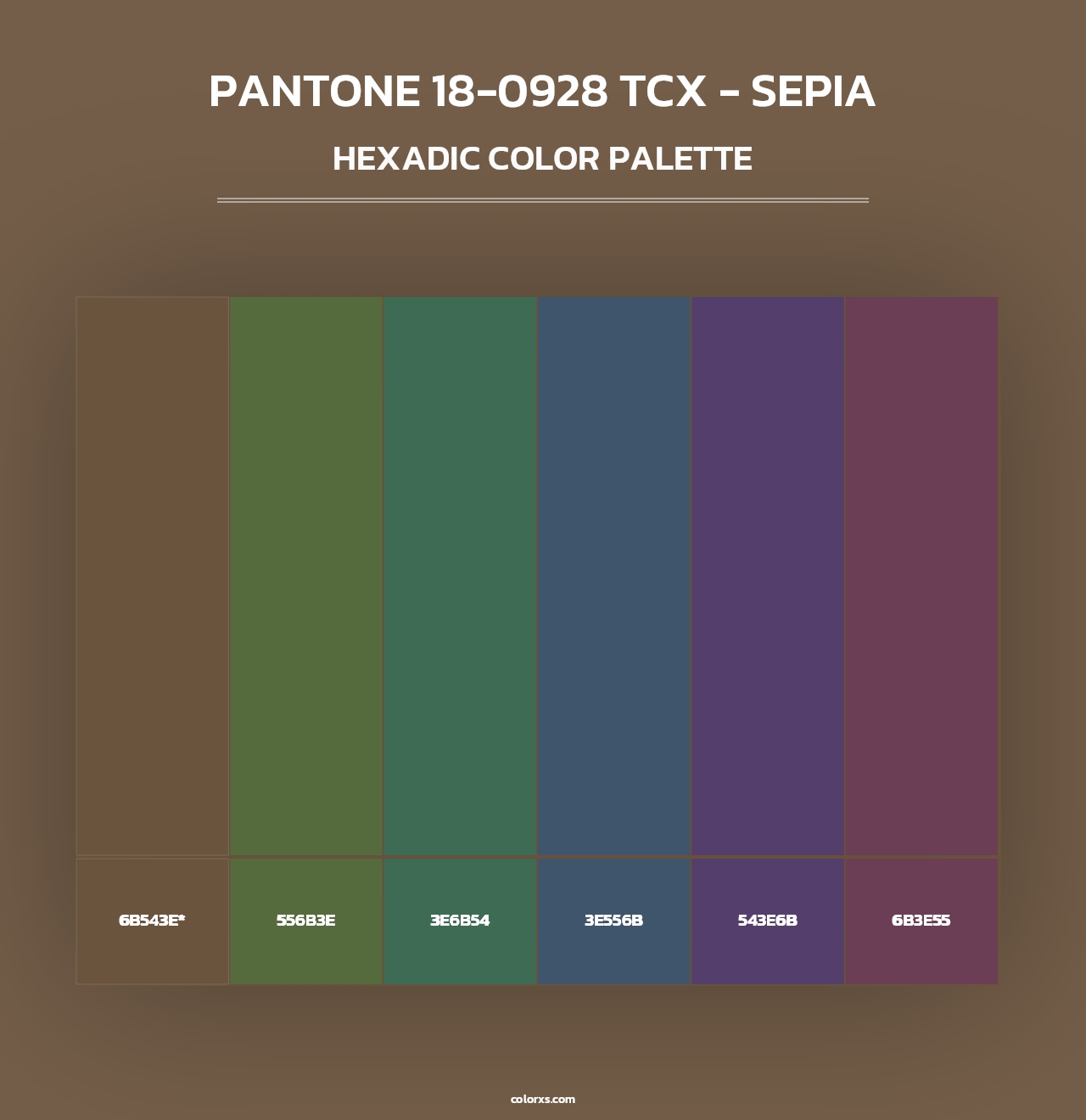PANTONE 18-0928 TCX - Sepia - Hexadic Color Palette
