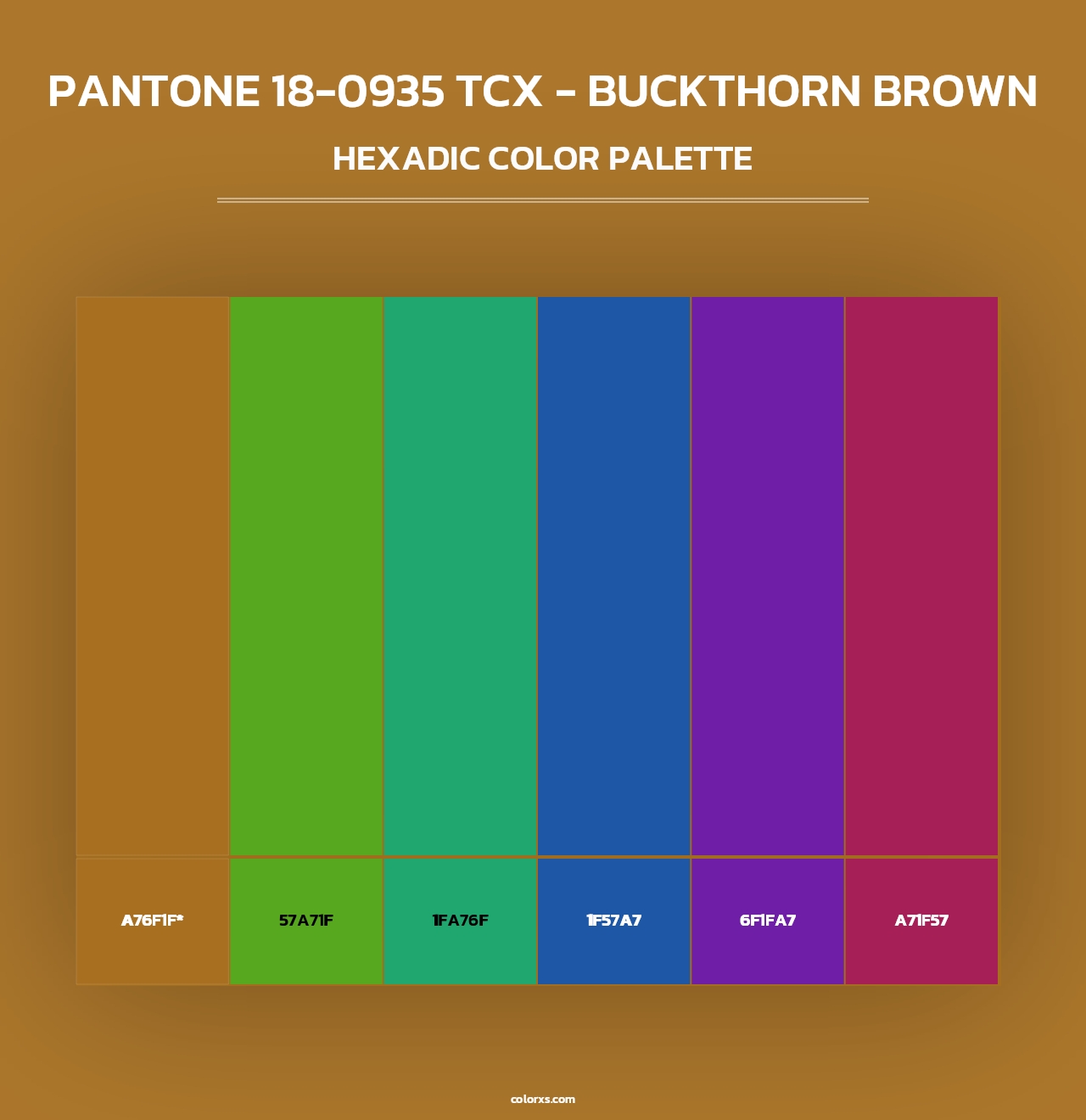 PANTONE 18-0935 TCX - Buckthorn Brown - Hexadic Color Palette