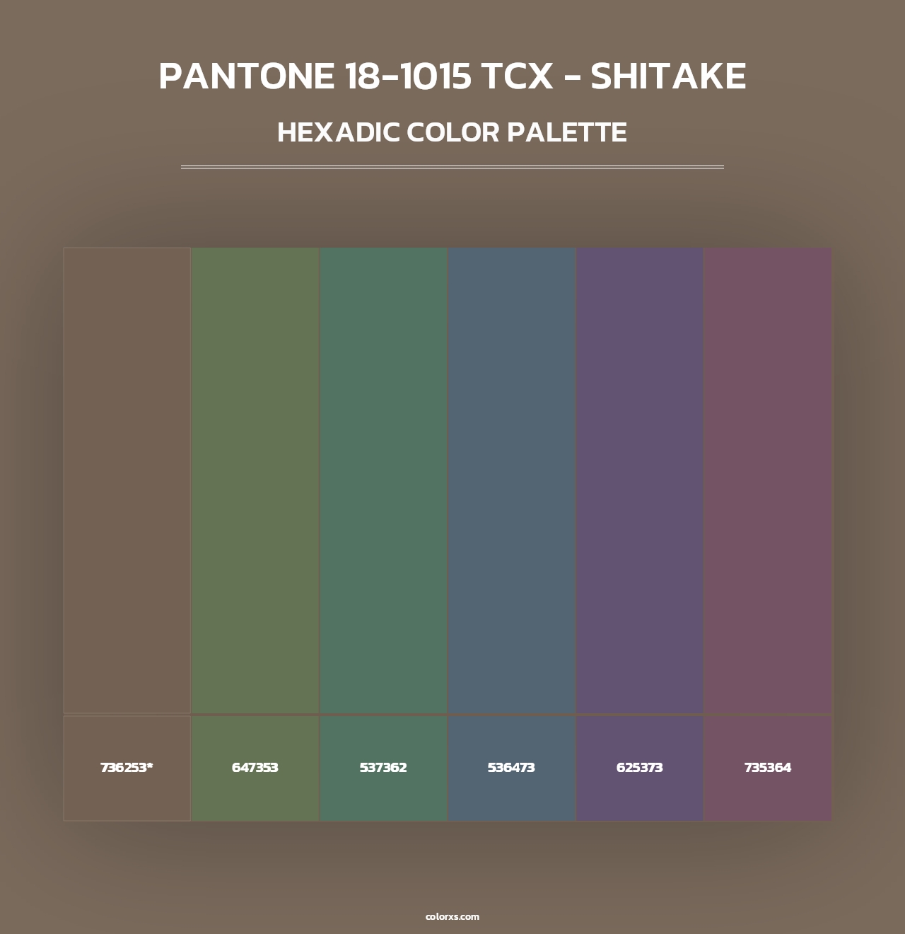 PANTONE 18-1015 TCX - Shitake - Hexadic Color Palette